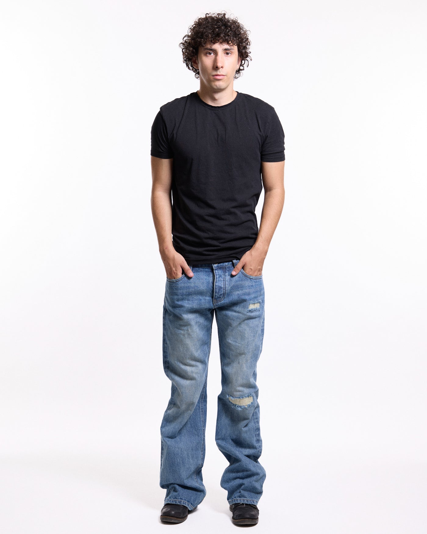 'Repaired' Washed blue jeans